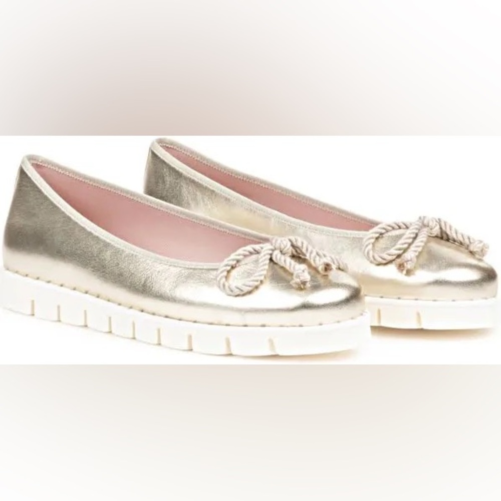 Pretty Ballerinas Rosario Lug Gold Shoes 38.5